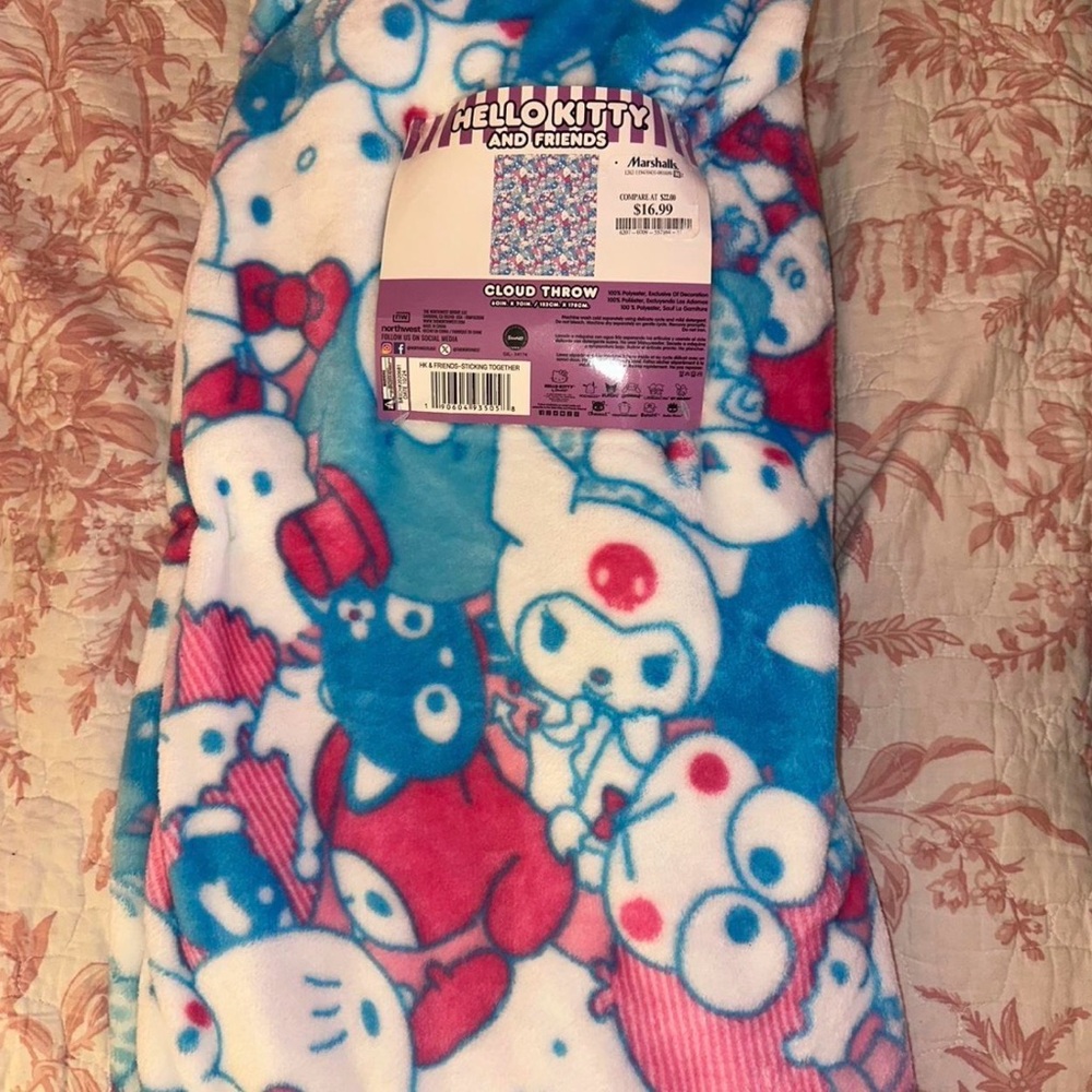 Hello Kitty Blue and Red Cloud Throw Blanket